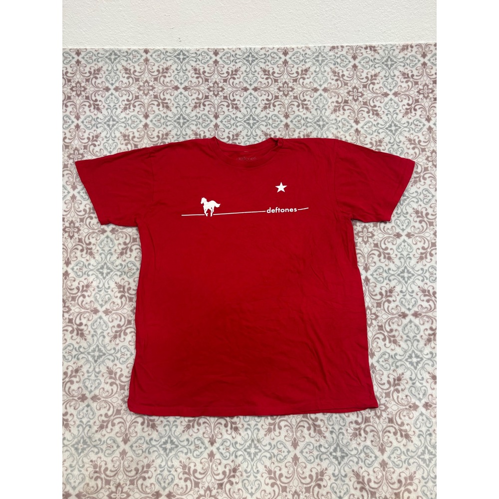 Deftones White Pony Graphic T-Shirt Red Mens XL Short Sleeve Cotton Band Tee